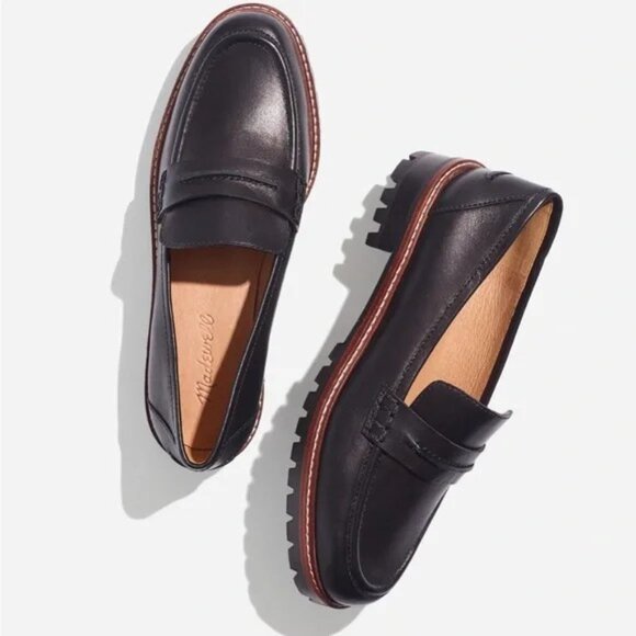 Madewell The Corinne Lugsole Leather Loafers Black - Picture 1 of 11